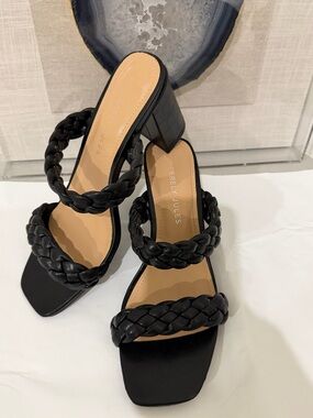 Sincerly Jules Women’s Black Braided Double-Strap Block Heel Sandals - 9.5